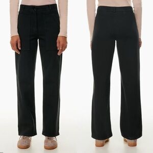 Aritzia Wilfred Free Womens Black Cotton Modern Utility Pants Size 12 Wide Leg